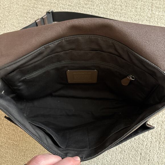 Coach Hudson Messenger In Colorblock Tobacco Mahagony Leather Bag Snap Belt - Picture 8 of 11